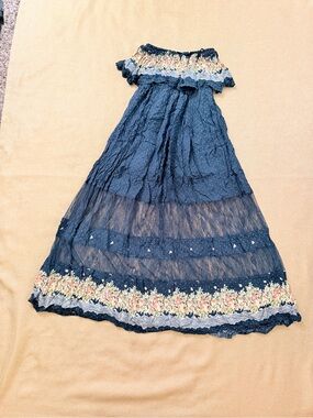 Freeway Navy Floral Off-Shoulder Maxi Dress